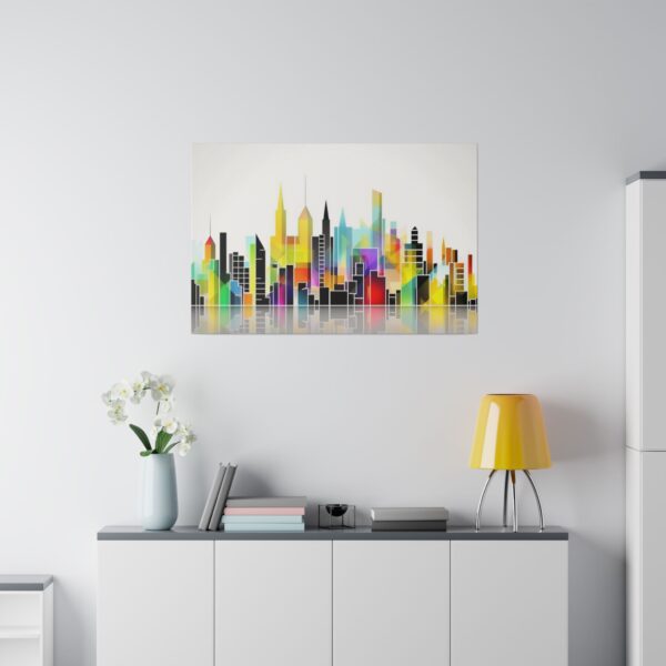 Matte canvas stretched frame, 0.75", 0.75", Cubist Skyline-1 - Image 2