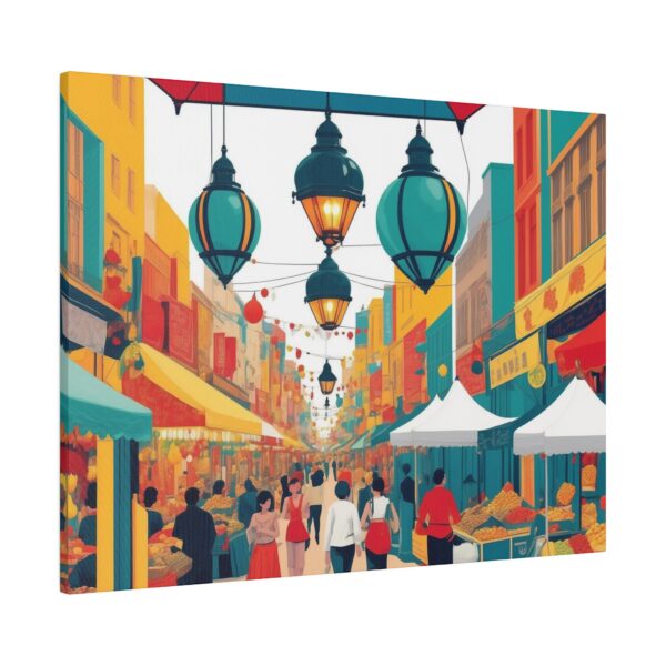 Matte canvas stretched frame, 0.75", 0.75", Oriental Marketplace scene - Image 6