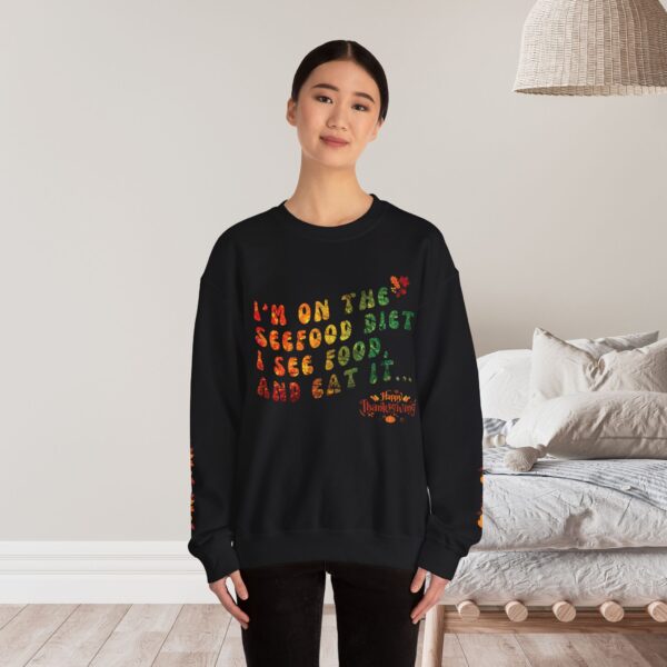 Unisex Sweat Shirt, print on sleeve - I am on the Seefood diet... - Image 6