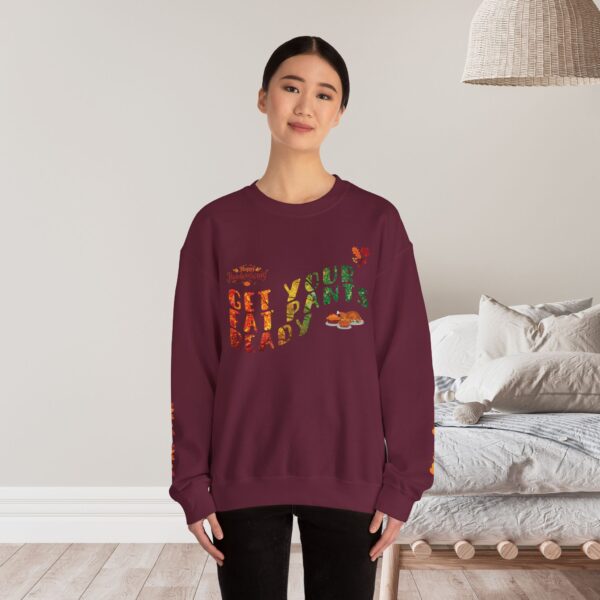 Unisex Sweat Shirt, print on sleeve - Get your fat pants ready... - Image 6