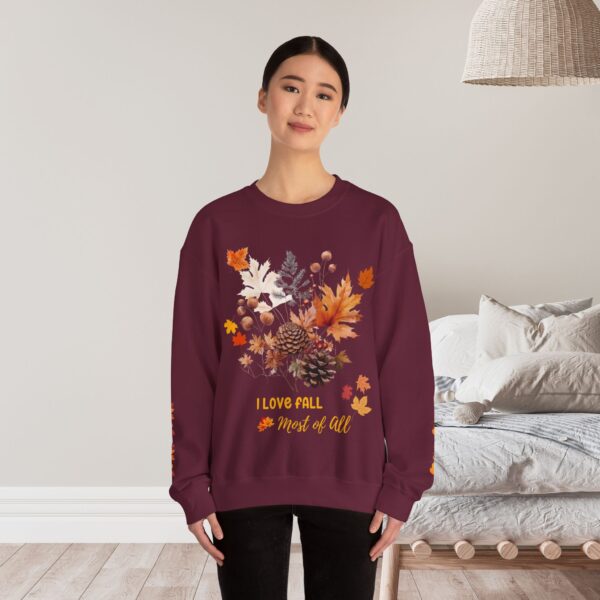 Unisex Sweat Shirt, print on sleeve - I love fall... - Image 8