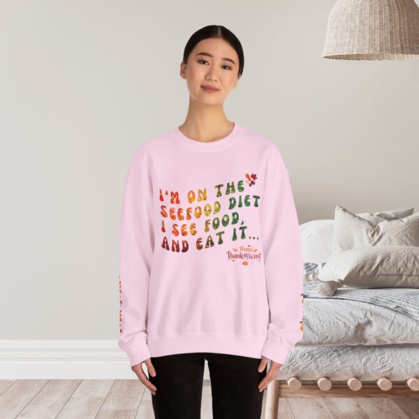 Unisex Sweat Shirt, print on sleeve - I am on the Seefood diet... - Image 13