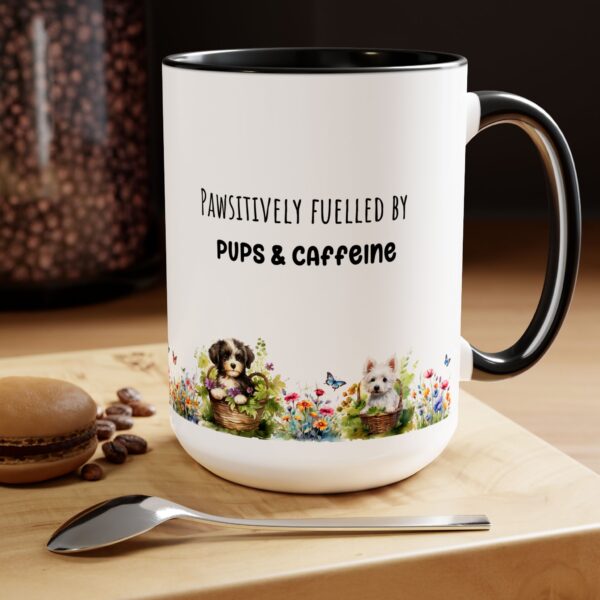 Pawsitively fuelled - Two-Tone Coffee Mugs, 15oz - Image 4