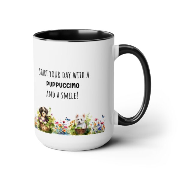 Puppucino and smile - Two-Tone Coffee Mugs, 15oz - Image 3