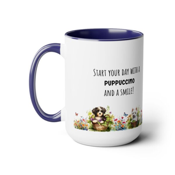 Puppucino and smile - Two-Tone Coffee Mugs, 15oz - Image 5