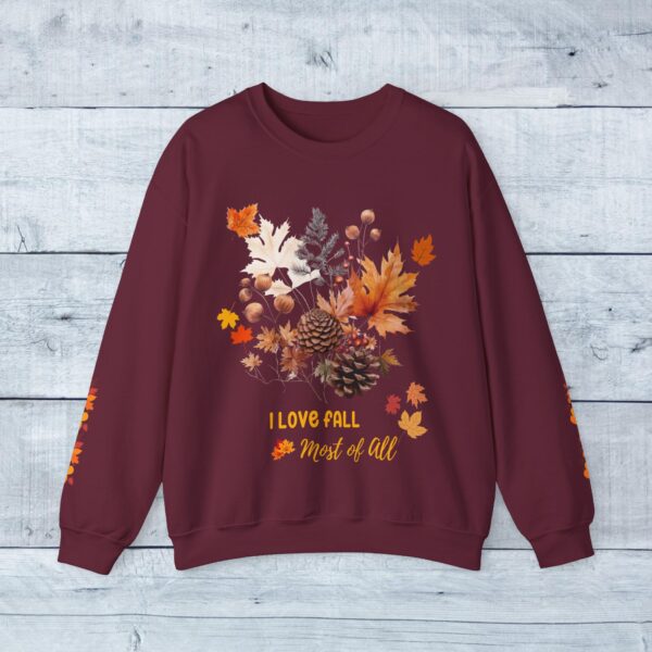 Unisex Sweat Shirt, print on sleeve - I love fall... - Image 5