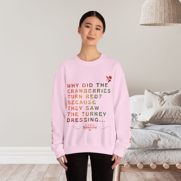 Unisex Sweat Shirt, print on sleeve - Why did the Cranberries turn red... - Image 5