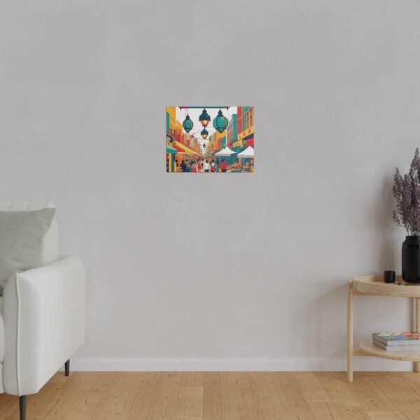 Matte canvas stretched frame, 0.75", 0.75", Oriental Marketplace scene - Image 3