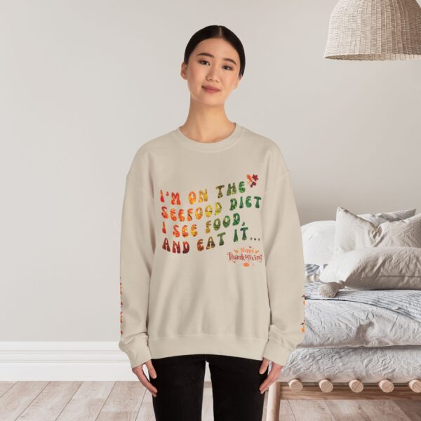 Unisex Sweat Shirt, print on sleeve - I am on the Seefood diet... - Image 10