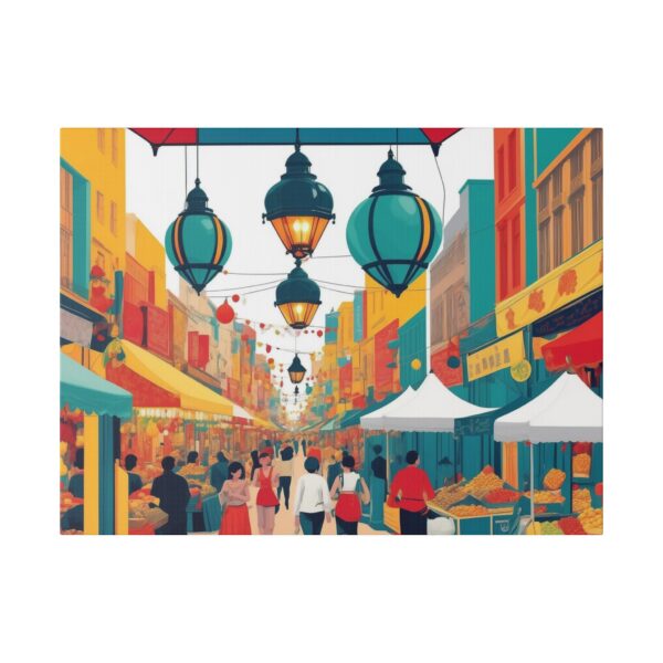 Matte canvas stretched frame, 0.75", 0.75", Oriental Marketplace scene - Image 5