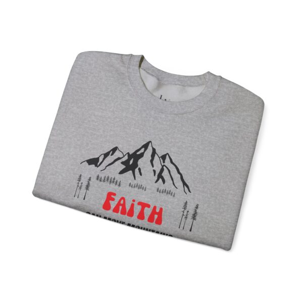 Unisex Sweat Shirt, print on sleeve - Faith Moves Mountains - Image 3