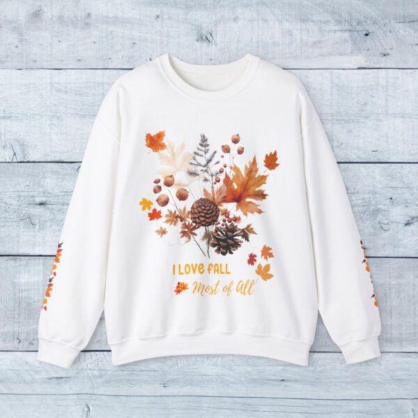 Unisex Sweat Shirt, print on sleeve - I love fall... - Image 9