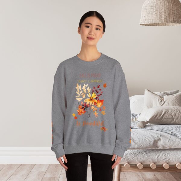 Unisex Sweat Shirt, print on sleeve - Fall is Proof... - Image 12