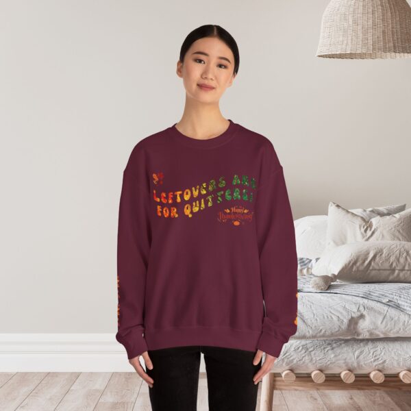 Unisex Sweat Shirt, print on sleeve - Leftovers are for Quitters... - Image 5