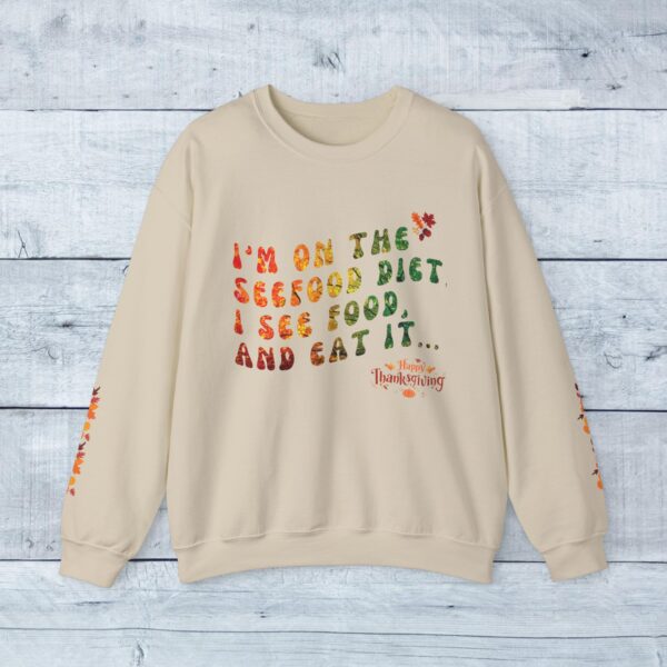 Unisex Sweat Shirt, print on sleeve - I am on the Seefood diet... - Image 8