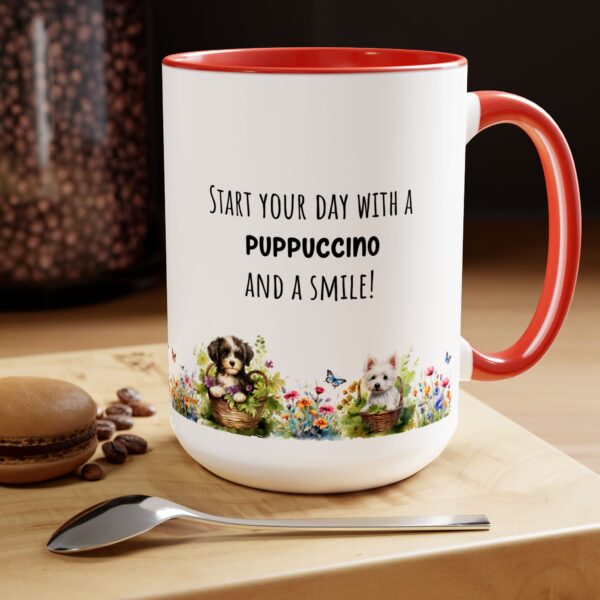 Puppucino and smile - Two-Tone Coffee Mugs, 15oz - Image 10