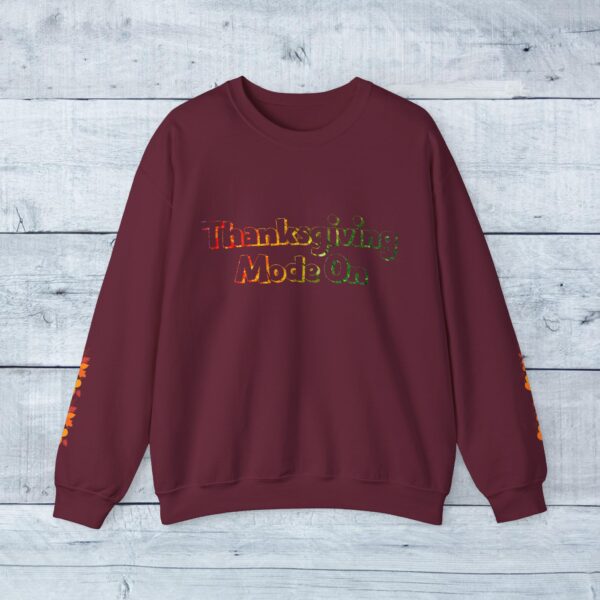 Unisex Sweat Shirt, print on sleeve - Thanksgiving Mode On... - Image 4