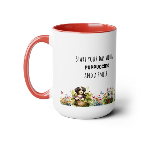 Puppucino and smile - Two-Tone Coffee Mugs, 15oz - Image 12