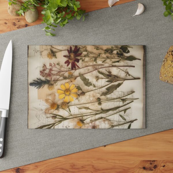 Glass Cutting Board - Dry Flowers Design - Image 3